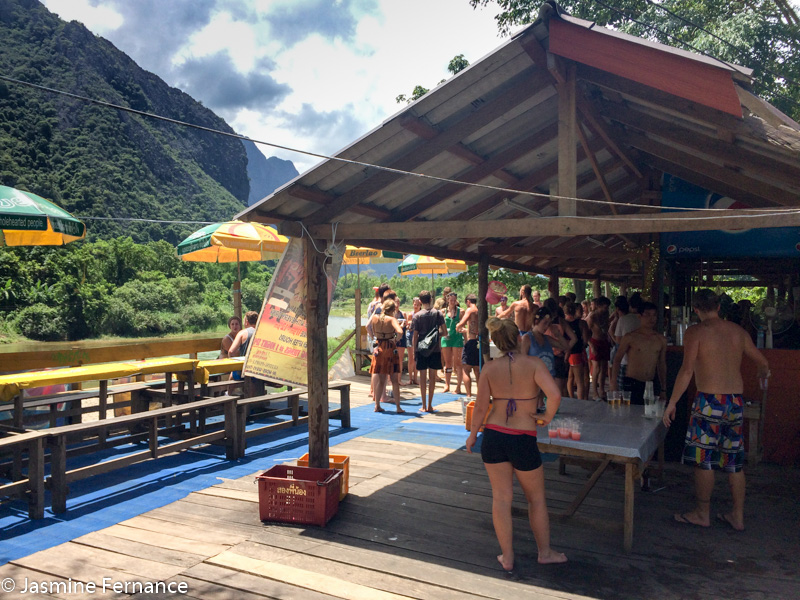 The first bar, tubing in Vang Vieng