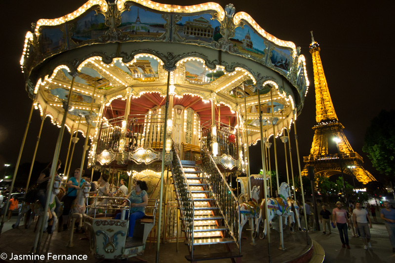 The Eiffel Tower with Carousel at night